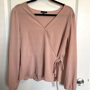 Dynamite long sleeve blush wrap around shirt